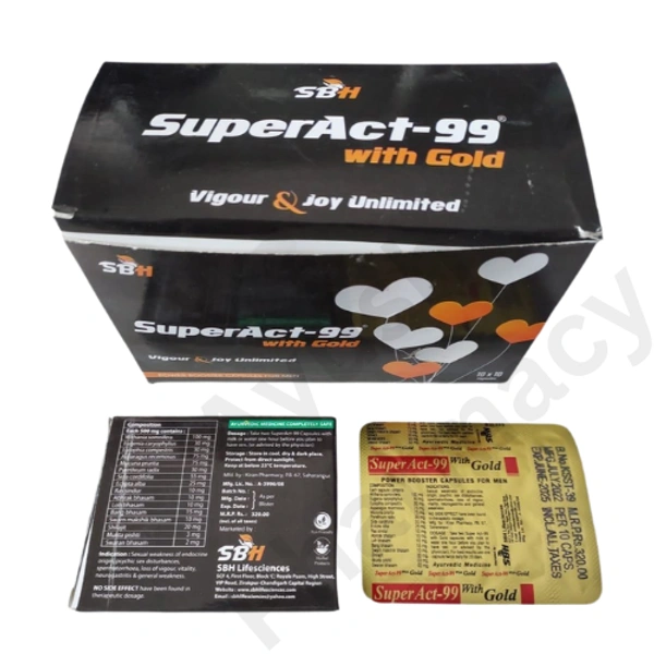 Super Act 99 With Gold Capsules -10 Capsules Timing & Erection Tablets for Men