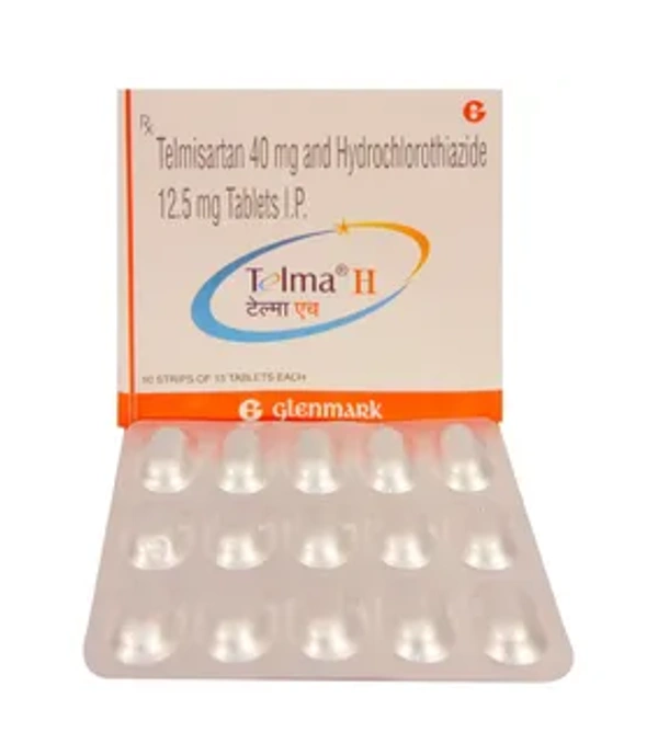 Telma H Tablet - 1 STRIP (15 Tablets), Telmisartan (40mg) + Hydrochlorothiazide (12.5mg)