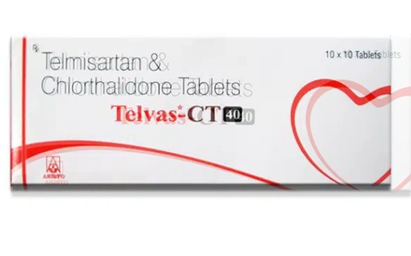 Telvas-CT 40 Tablet - 1 STRIP (10 Tablets), Telmisartan (40mg) + Chlorthalidone (12.5mg)