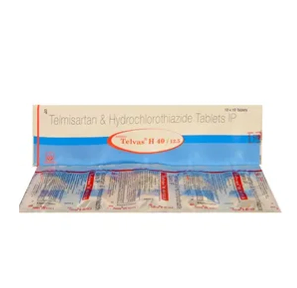 Telvas H 40/12.5 Tablet - 1 STRIP (10 Tablets), Telmisartan (40mg) + Hydrochlorothiazide (12.5mg)