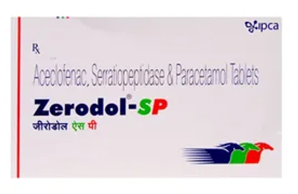 Zerodol SP TAB - 1 Strip (10 tablet), Aceclofenac (100MG)-Paracetamol (325mg)-serratiopeptidase(15mg)