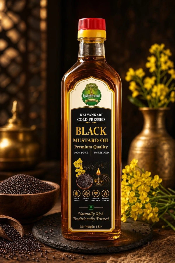 Kalyankari Cold Pressed Black Mustard Oil 5L | 100% Pure & Unrefined | Strong Aroma & Bold Taste | Chemical Free | Ideal for Cooking, Pickle & Massage