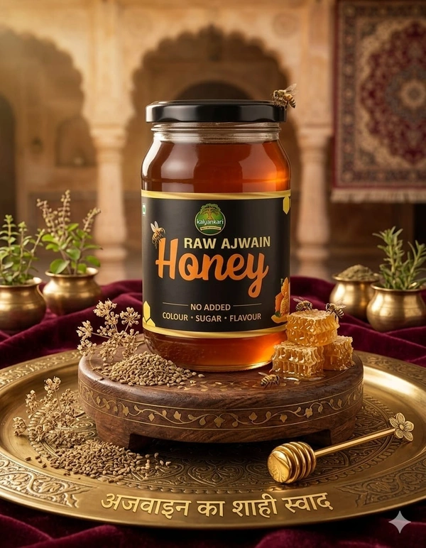 kalyankari Kalyankari Raw Ajwain Honey -500grm ! 100% Pure & Natural | No Added Sugar | Immunity Booster | Ajwain Shahad (अजवाइन शहद)