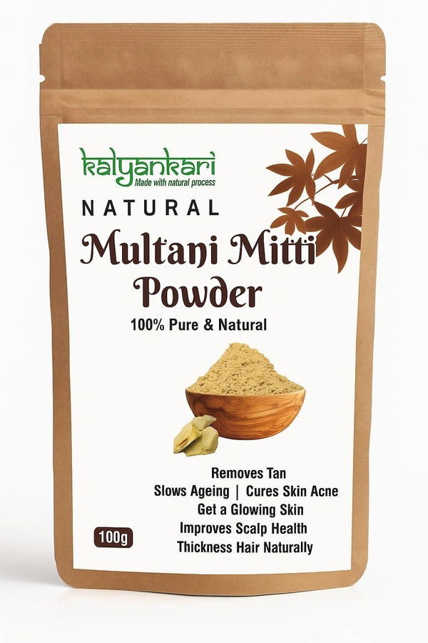 Kalyankari Pure Multani Mitti Powder 200grm | Natural Face Pack for Pimples, Tan Removal & Glowing Skin - 200 grm