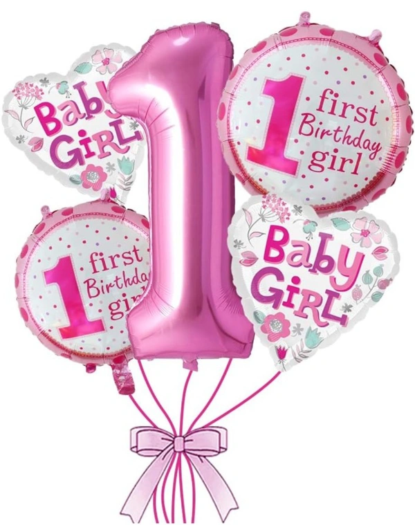 First Birthday Baby Girl Foil