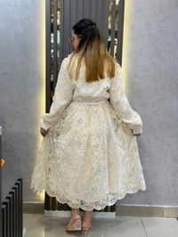 132245 Elegant Pink Lace Shirt Dress – Belted Button-Down Style