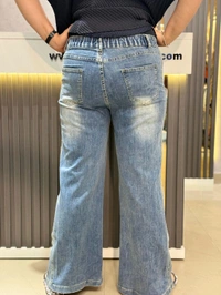 SKU 2212 Beautiful Partywear Denim With Butterfly - Blue, 30 To 38