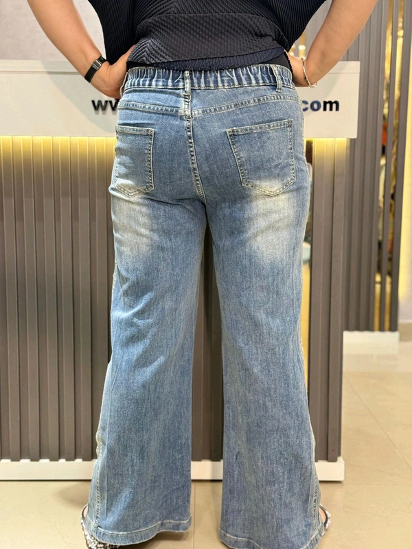 SKU 2212 Beautiful Partywear Denim With Butterfly - Blue, 30 To 38