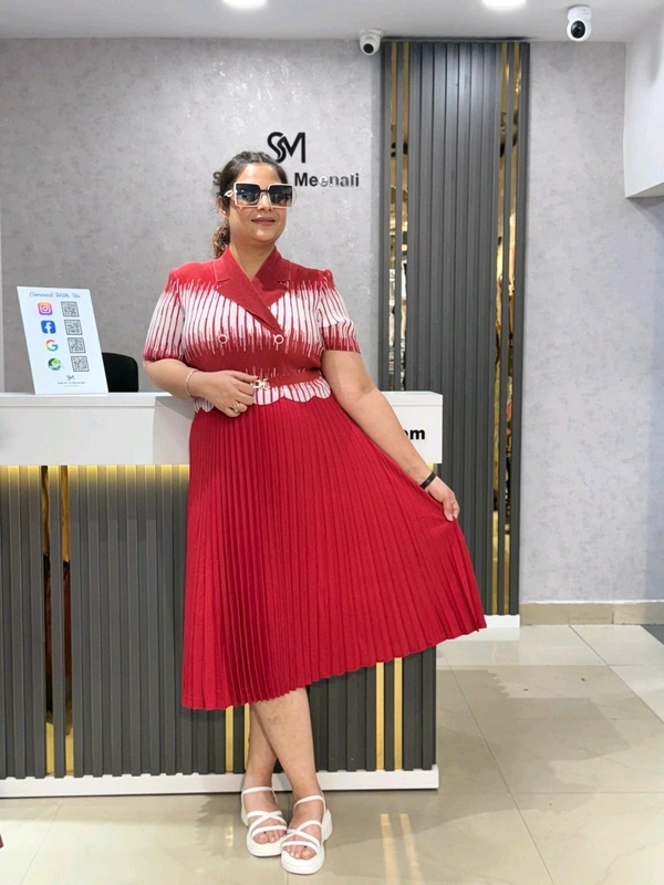 132632 Timeless Pleated Midi Dress for Effortless Style - M To 5xl