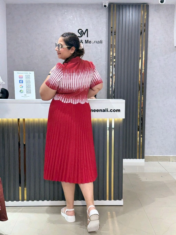 132632 Timeless Pleated Midi Dress for Effortless Style - M To 5xl