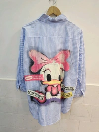 132636 Beautiful Shirt With Bold Cartoon Print - Free Size L To XXXL