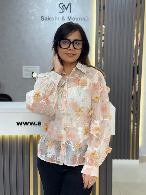 132114 Beautiful 2 Piece Shirt With 3D Flower