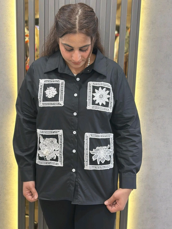 131623 Beautiful Cotton Shirt With Patch Detailing