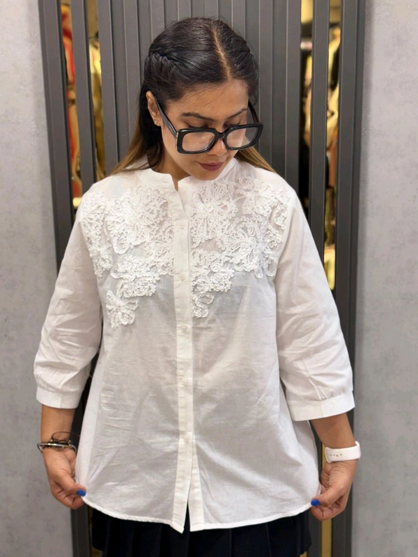 131646 Beautiful Cotton Shirt With Ribbon Detailing