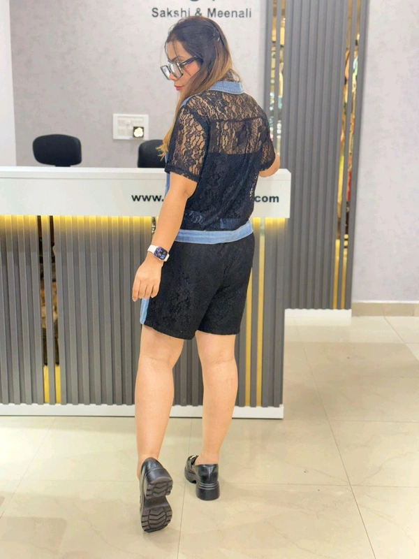 131879 Beautiful Denim Cordset With Shorts