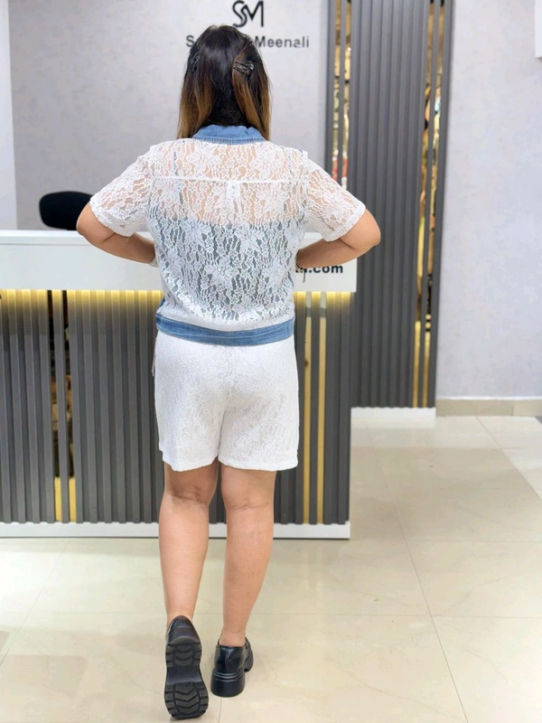 131879 Beautiful Denim Cordset With Shorts