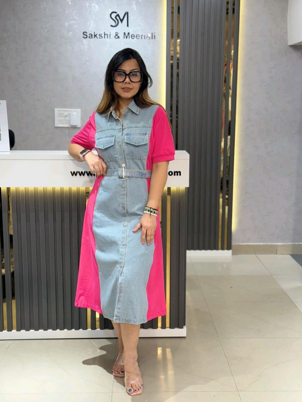 132189 Beautiful Denim Dress With Belt
