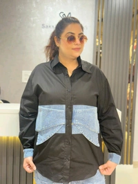 132100 Beautiful Denim Shirt With Bow