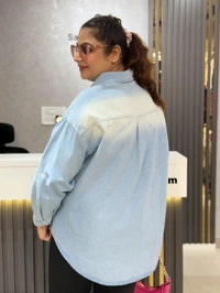 132099 Beautiful Denim Shirt With Lace And Stud