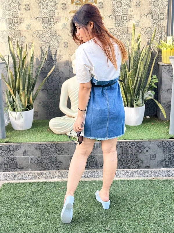 131223 Beautiful Denim TSHIRT With Belt