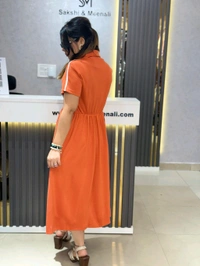 132186 Beautiful Dress With Denim Detailing