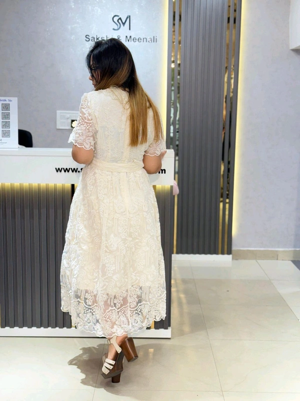 132003 Beautiful Dress With Pearl Detailing