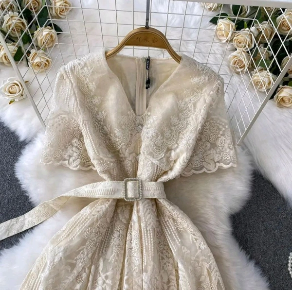 132003 Beautiful Dress With Pearl Detailing