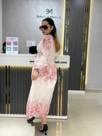 132224 Beautiful Floral Dress With Smokey Design