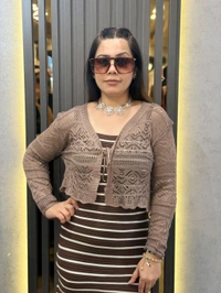 132238 Beautiful Knitted Dress With Crochet Jacket