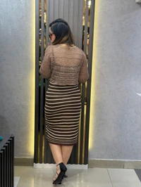 132238 Beautiful Knitted Dress With Crochet Jacket
