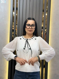 132239 Beautiful Knitted Top With Ribbon Detailing