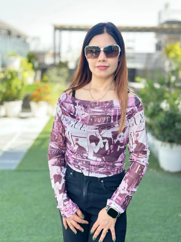 131162 Beautiful Mesh Printed Net Top
