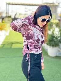 131162 Beautiful Mesh Printed Net Top