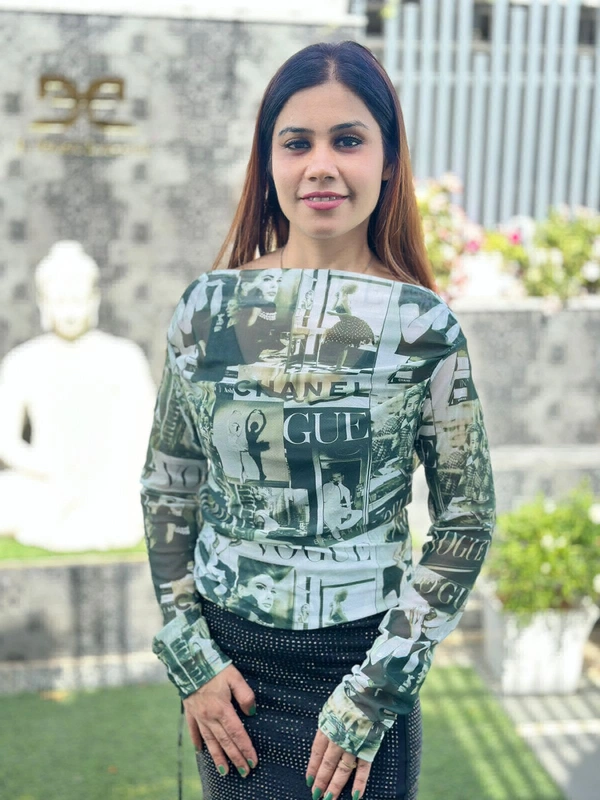 131162 Beautiful Mesh Printed Net Top