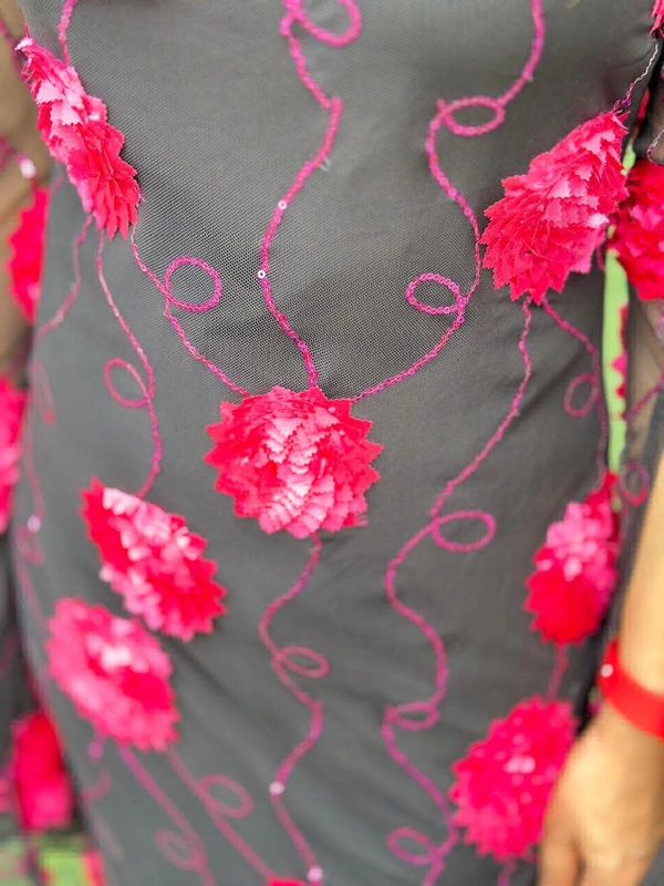 131178 Beautiful Net Dress With 3D Flowers