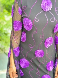 131178 Beautiful Net Dress With 3D Flowers