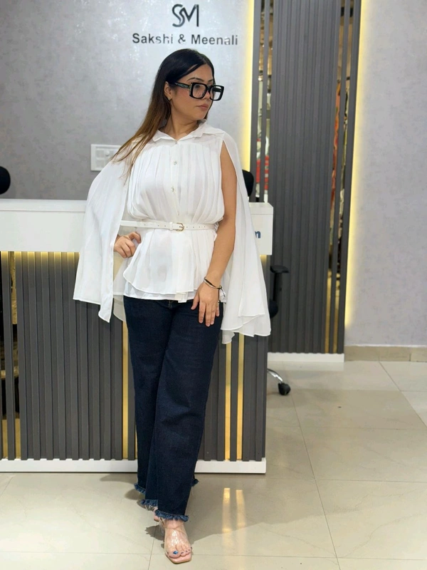 132204 Beautiful Platted Top With Belt