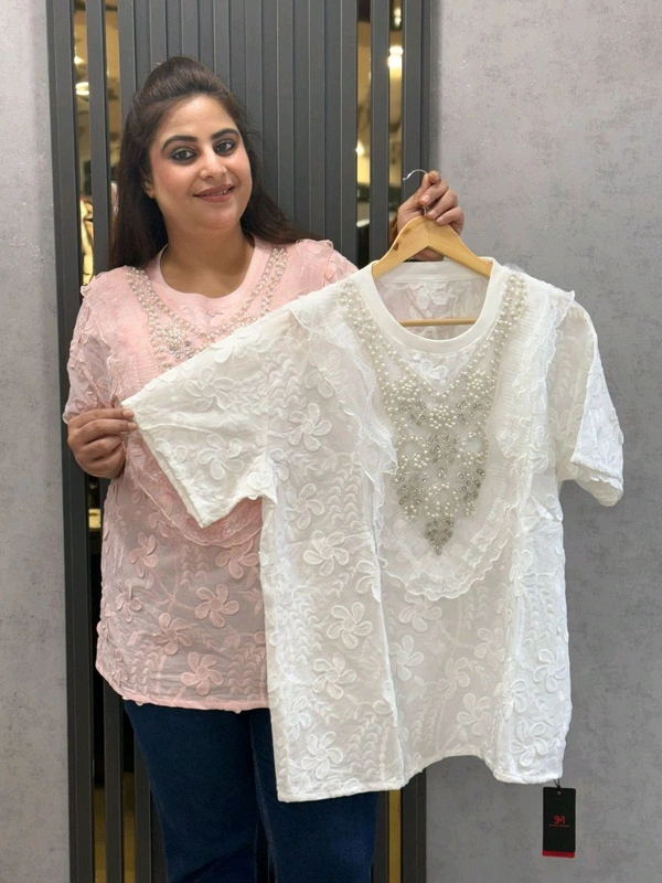 131747 Beautiful PlUS Size Embroidered Top With Handwork Detailing