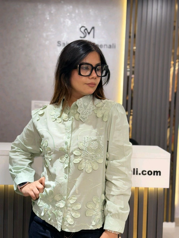 132198 Beautiful Self Embroidered Shirt