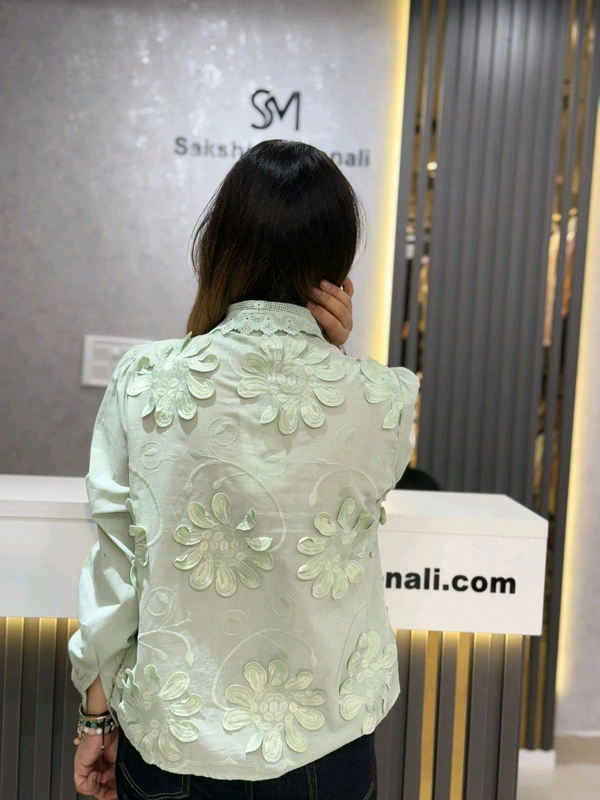 132198 Beautiful Self Embroidered Shirt
