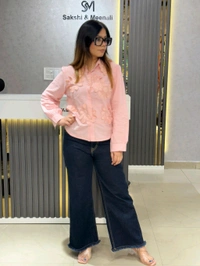 132198 Beautiful Self Embroidered Shirt