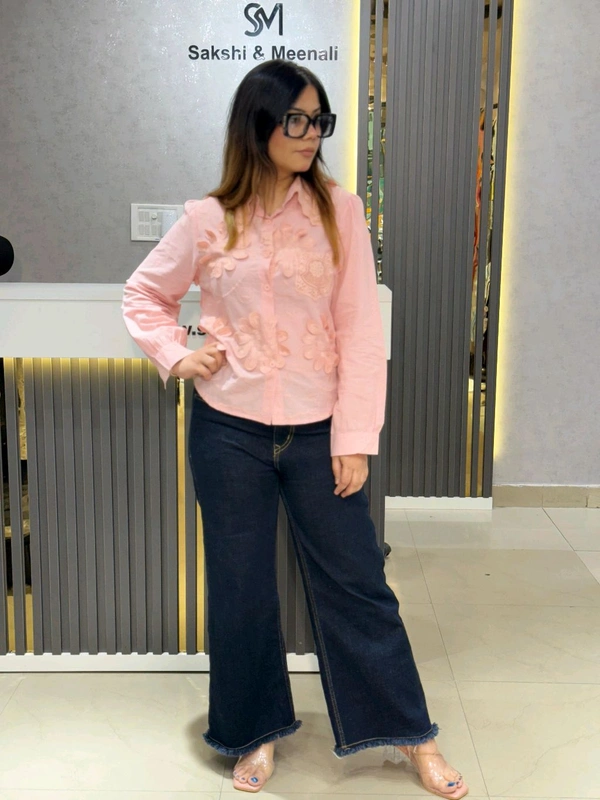 132198 Beautiful Self Embroidered Shirt