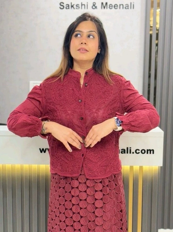 132183 Beautiful Self Embroidered Shirt