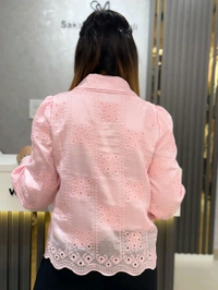 132243 Beautiful Self Embroidered Shirt With Pearl Detailing