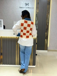 132148 Beautiful Shirt With Crochet And Stud Detailing