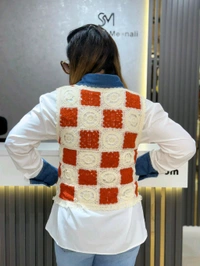 132148 Beautiful Shirt With Crochet And Stud Detailing