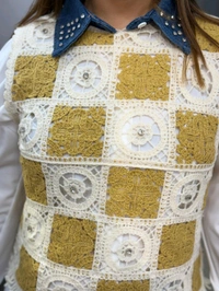 132148 Beautiful Shirt With Crochet And Stud Detailing