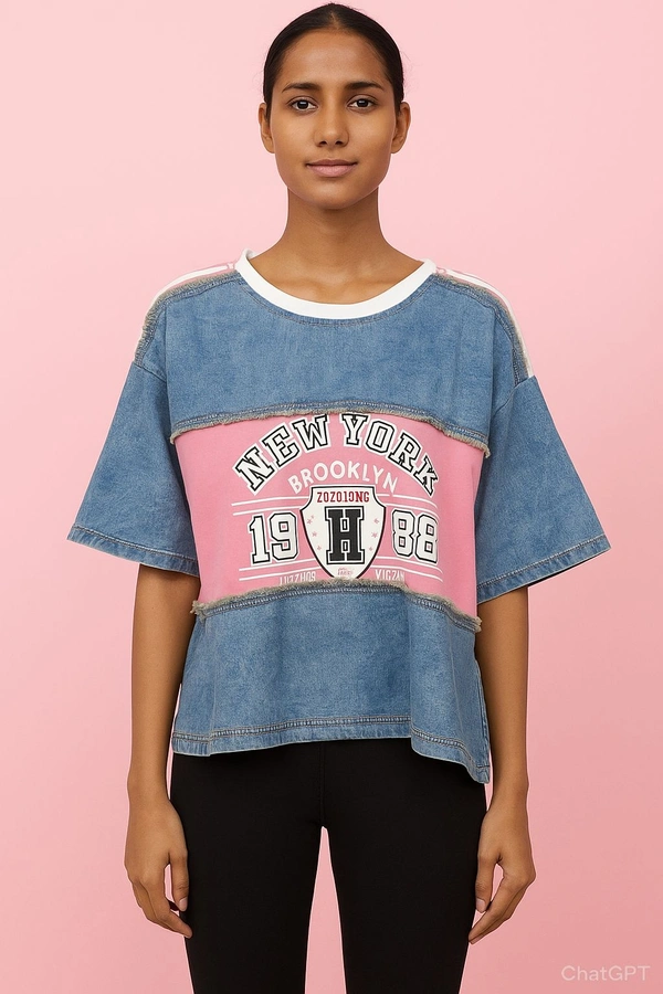 132235 Beautiful Top With Denim Touch