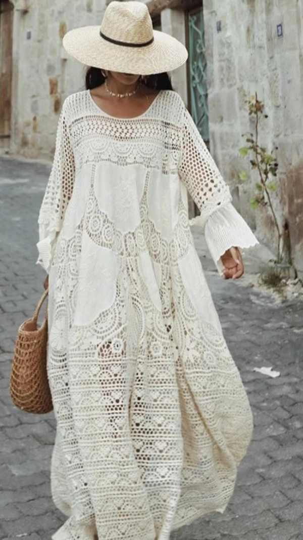 131787 Boho Breeze Crochet Maxi Dress