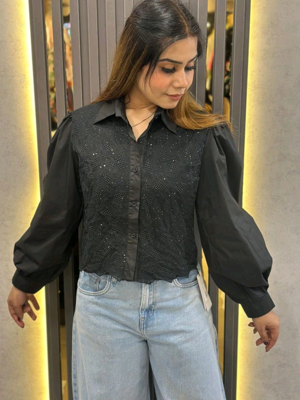 131498 Classic Lace Botton-Up Shirt- Eleavate Your Wardrobe